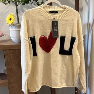 Cream 'I Heart U' Sweater